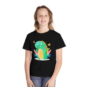 Kid's Simple Roar Dinosaur Back Printed T-shirt - Black