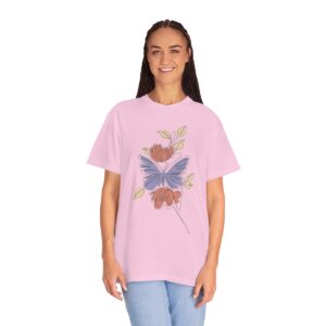 Women's One Line Flower Art Printed T-shirt - Blossom