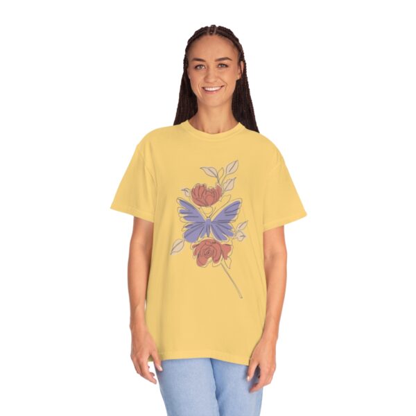 Women's One Line Flower Art Printed T-shirt - Citrus