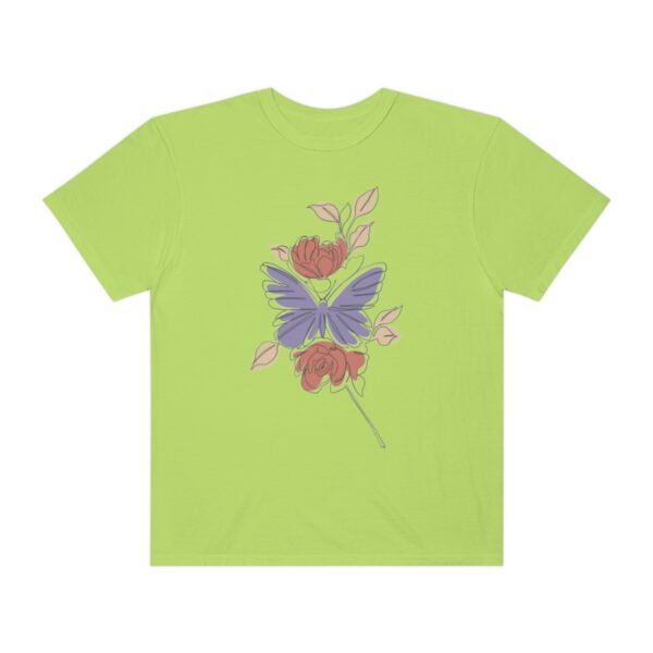 Women's One Line Flower Art Printed T-shirt - Kiwi - Image 2