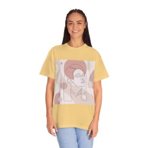 Women's One Line Art Printed T-shirt - Mustard