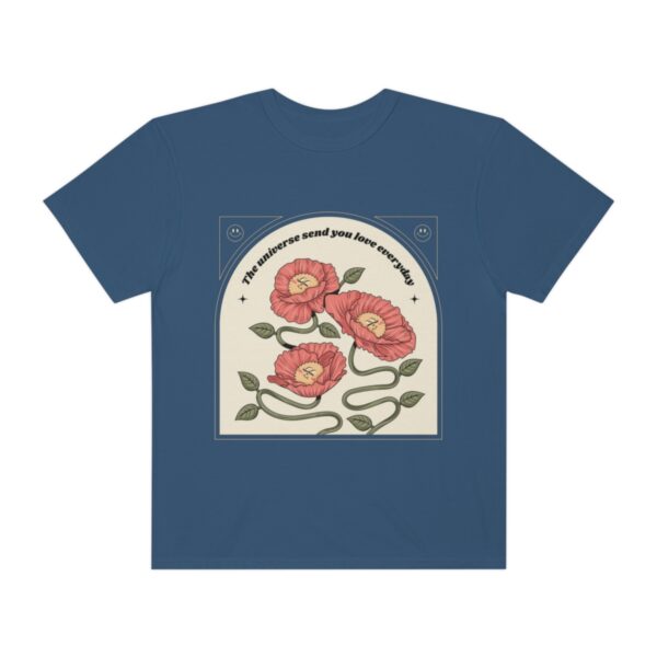 Women's One Line Flower Art Printed T-shirt - True Navy - Image 2