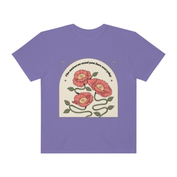 Women's One Line Flower Art Printed T-shirt - Violet - Image 2