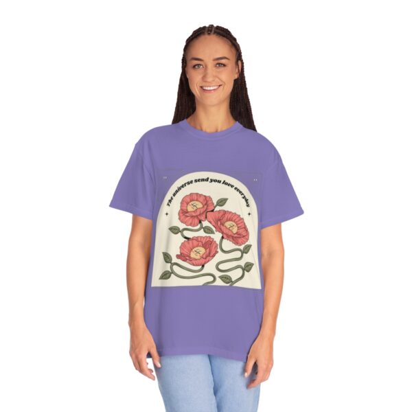 Women's One Line Flower Art Printed T-shirt - Violet