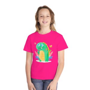 Kid's Simple Roar Dinosaur Back Printed T-shirt - Heliconia