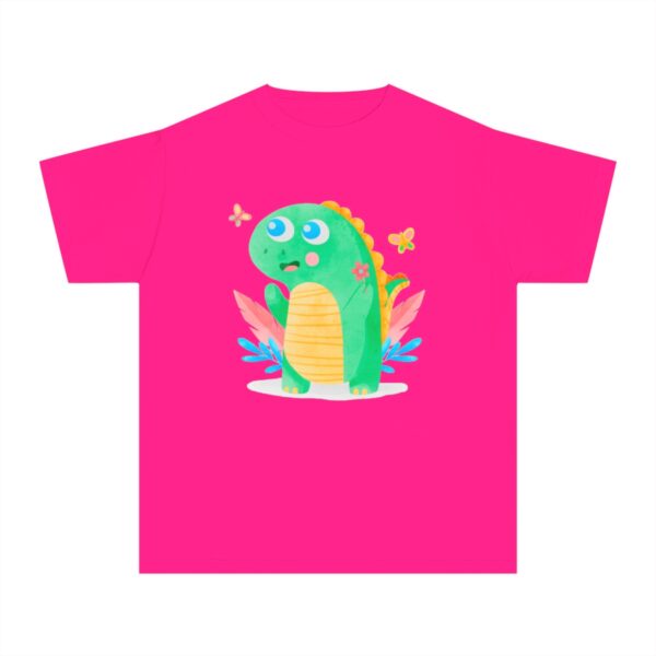 Kid's Simple Roar Dinosaur Back Printed T-shirt - Heliconia - Image 2