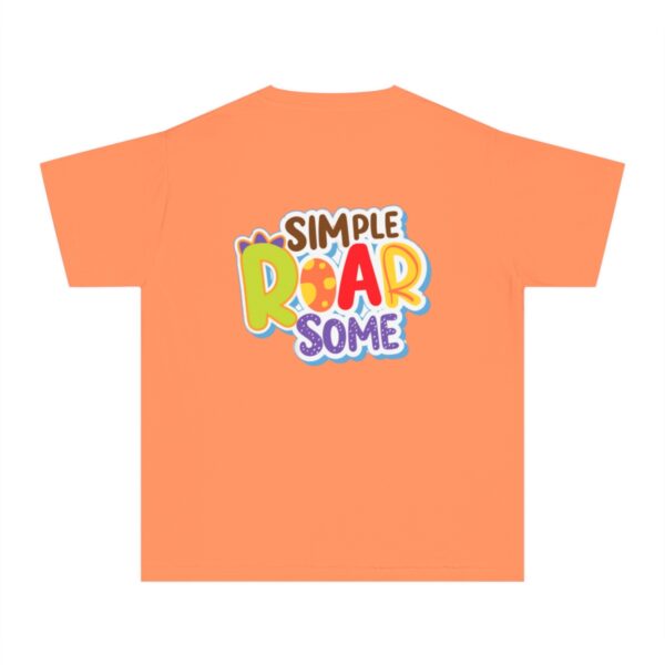 Kid's Simple Roar Dinosaur Back Printed T-shirt - Melon - Image 3