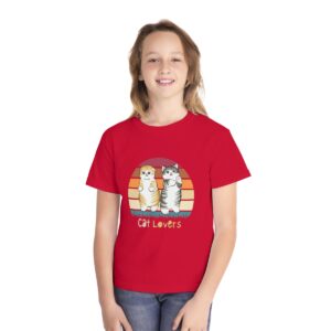 Kid's Cat Lover Printed T-shirt - Red