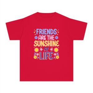 Kid's Friends Are Sunshine Printed T-shirt - Red