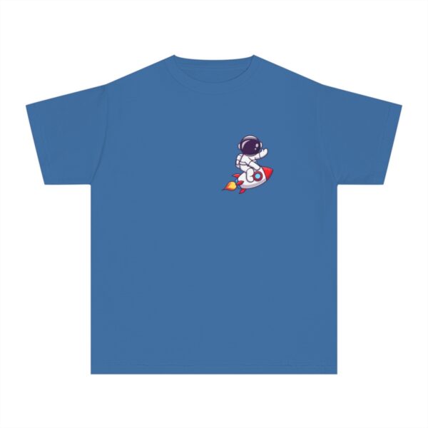 Kid's Astronaut and Rocket Back Printed T-shirt - Royal Caribe - Image 2