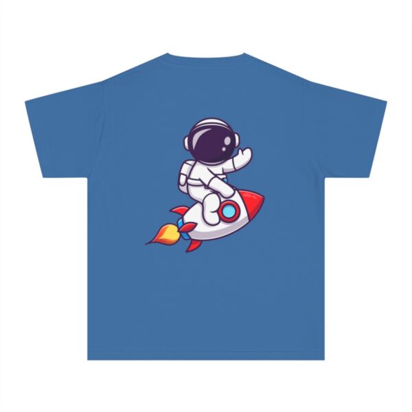 Kid's Astronaut and Rocket Back Printed T-shirt - Royal Caribe - Image 3