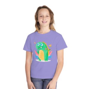 Kid's Simple Roar Dinosaur Back Printed T-shirt - Violet