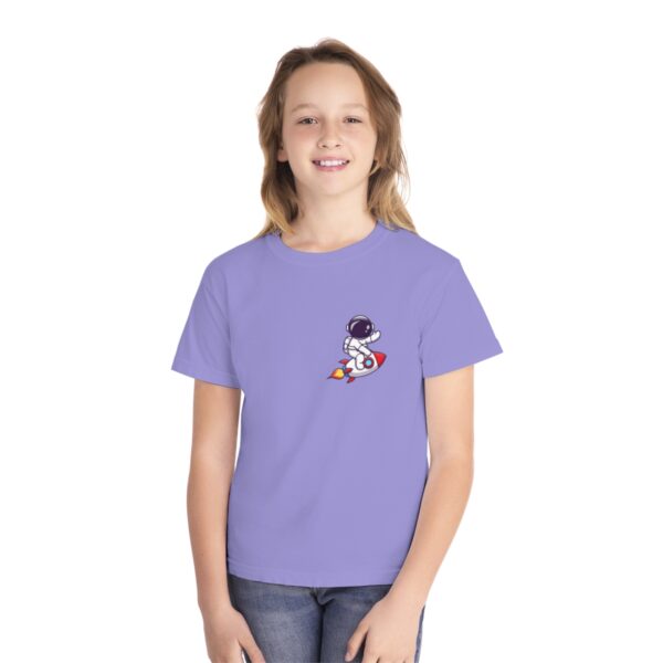 Kid's Astronaut and Rocket Back Printed T-shirt - Violet