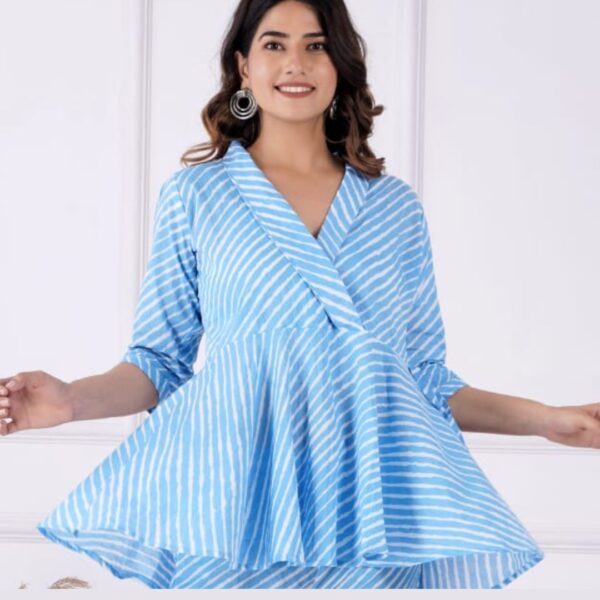 Blue Hand Block Print Jaipuri Co-ord Set - Image 3