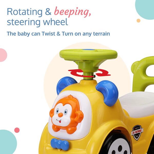 Kid's Ride-On Car: Music, Steering Horn, Backrest, Safety Guard, Storage, Big Wheels (1-3 Years, Up to 25 kg) - Image 3