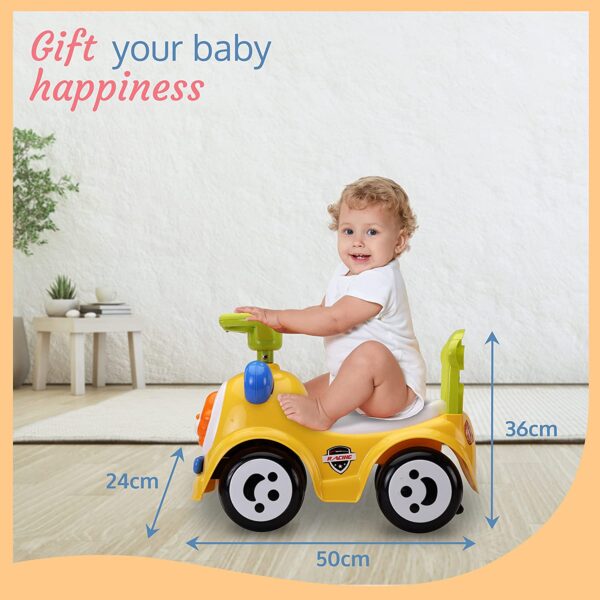 Kid's Ride-On Car: Music, Steering Horn, Backrest, Safety Guard, Storage, Big Wheels (1-3 Years, Up to 25 kg) - Image 5