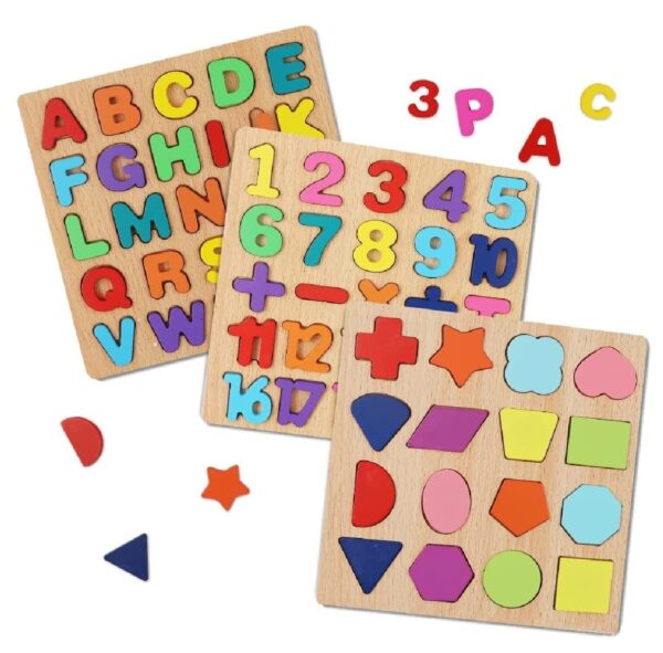 Wooden Learning Board: Alphabet, Numbers & Shapes Puzzle Toys - Image 2