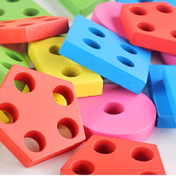 Wooden Geometric Shape Stacker Puzzle (26 pieces) - Image 6