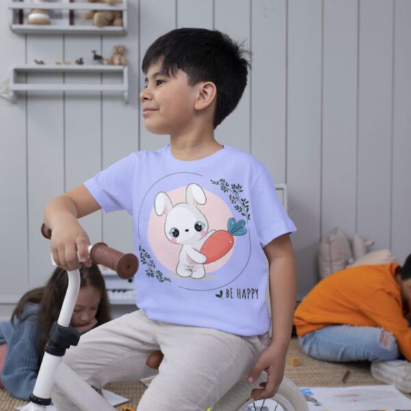 Kid's Be Happy Bunny Printed T-shirt - Image 5