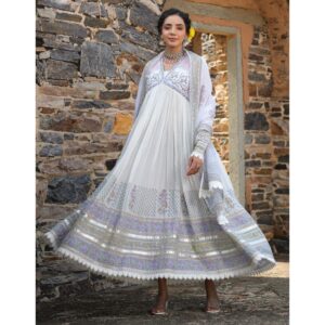 Classy Ombre Dyed Gown with Matching Dupatta - Blue