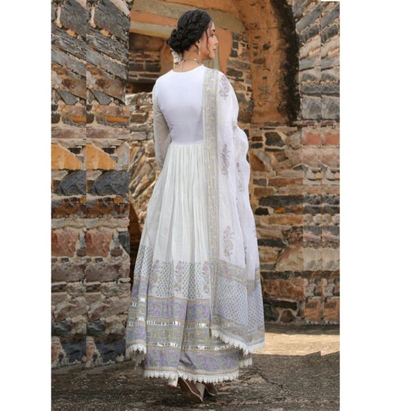 Classy Ombre Dyed Gown with Matching Dupatta - Blue - Image 5
