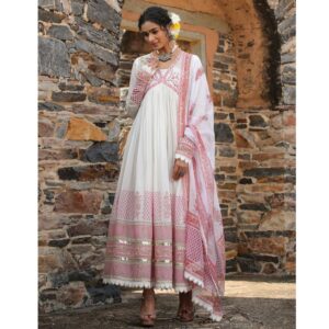 Classy Ombre Dyed Gown with Matching Dupatta - Pink