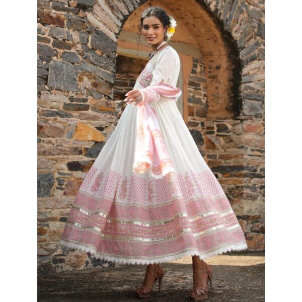 Classy Ombre Dyed Gown with Matching Dupatta - Pink - Image 2