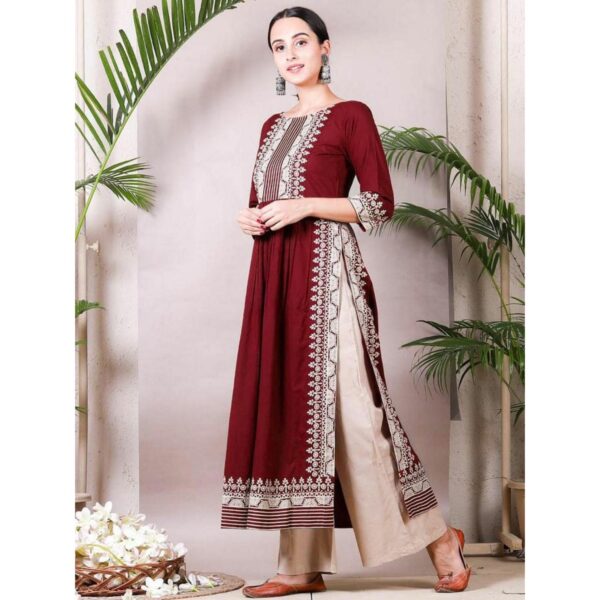Reyon Foil Print Kurti with Coordinated Pant - Image 3