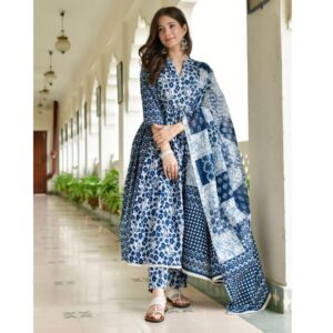 Beautiful Three-Piece Suit with Mirror Work & Embroidery