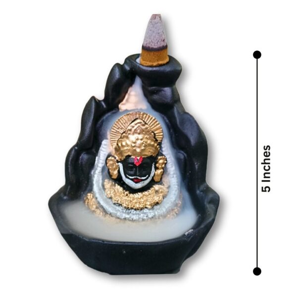 Khatu Shyam Ji Smoke Fountain Backflow Incense Holder with 10 Free Cones – Polyresin Waterfall Showpiece (Multicolor, 8x9x10 cm) - Image 3