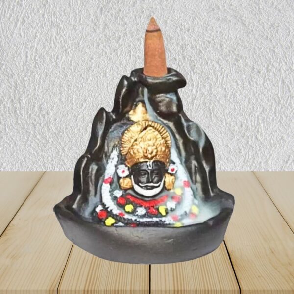 Khatu Shyam Ji Colorful Smoke Fountain Backflow Incense Holder with 10 Free Cones – Polyresin Waterfall Showpiece (Multicolor, 8x9x10 cm) - Image 2