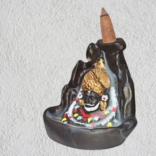 Khatu Shyam Ji Colorful Smoke Fountain Backflow Incense Holder with 10 Free Cones – Polyresin Waterfall Showpiece (Multicolor, 8x9x10 cm) - Image 5