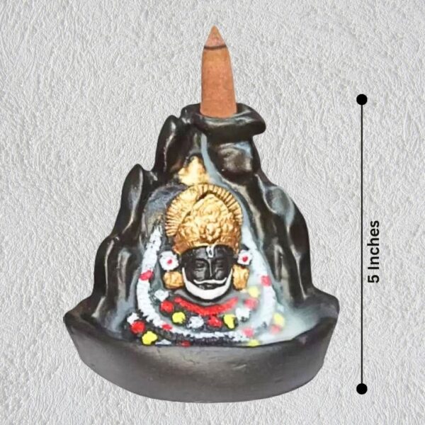 Khatu Shyam Ji Colorful Smoke Fountain Backflow Incense Holder with 10 Free Cones – Polyresin Waterfall Showpiece (Multicolor, 8x9x10 cm) - Image 3