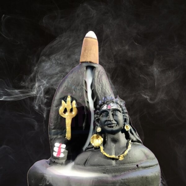 Shiv Shankar Smoke Fountain Backflow Incense Holder with 10 Free Cones – Polyresin Showpiece (Multicolor, 8x9x10 cm) - Image 5