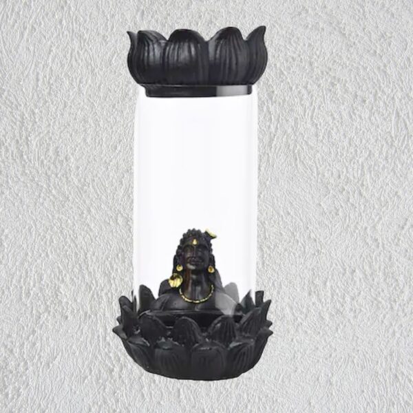 Ceramic Shiva Backflow Smoke Fountain Incense Burner with 10 Cones – Lord Shiva Dhoop Holder for Meditation & Home Decor (Black) - Image 4