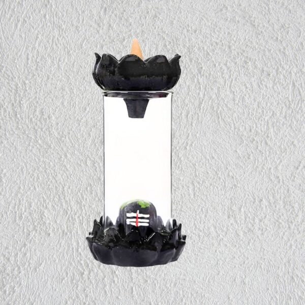 Ceramic Shivling Backflow Smoke Fountain Incense Burner with 10 Cones – Lord Shivling Dhoop Holder for Meditation & Home Decor (Black) - Image 4