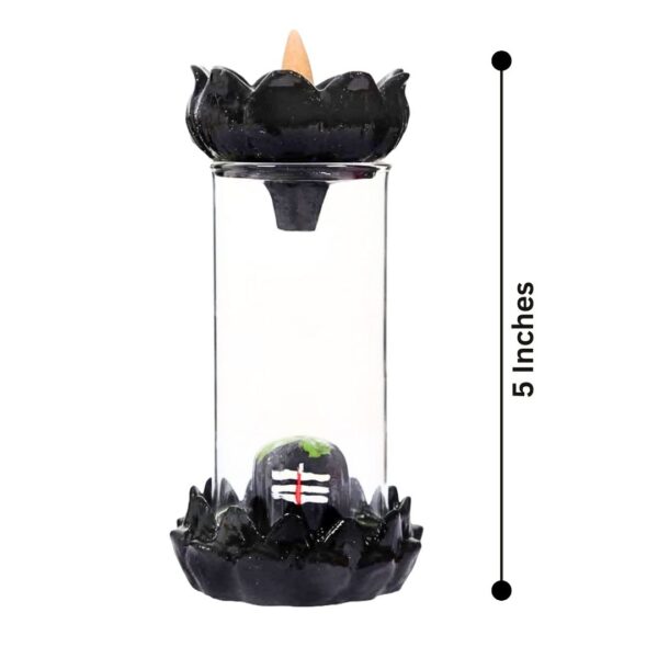 Ceramic Shivling Backflow Smoke Fountain Incense Burner with 10 Cones – Lord Shivling Dhoop Holder for Meditation & Home Decor (Black) - Image 3