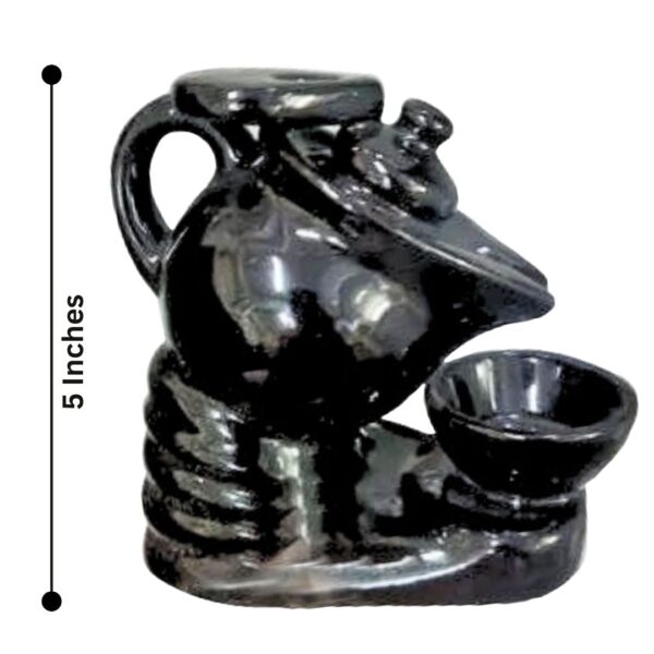 Tea Kettle & Cup Backflow Smoke Fountain Incense Holder with 10 Scented Cones – Polyresin Decorative Burner Showpiece (Black, 10.2x12.5x14 cm) - Image 4