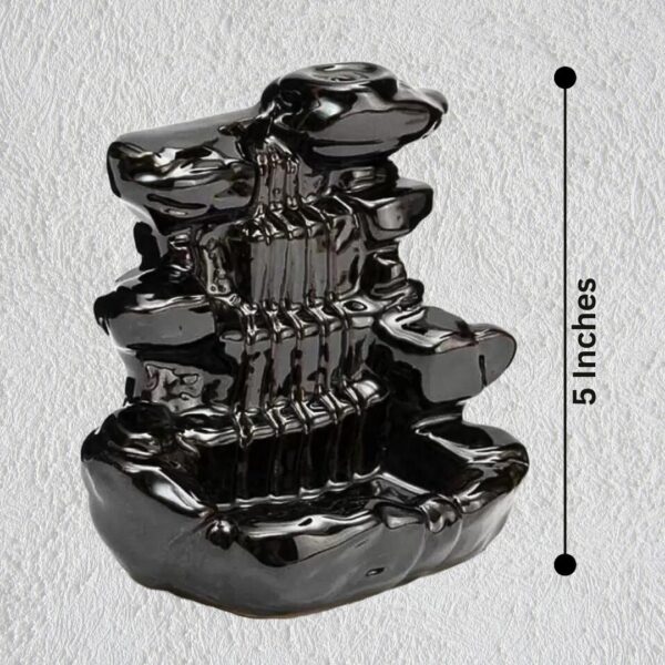 Smoke Fountain Backflow Incense Burner with 10 Free Scented Cones – Waterfall Smoke Jharna Holder for Home, Office & Meditation Decor – Black - Image 3