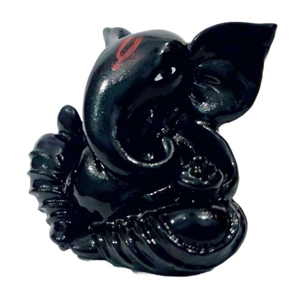 Matt Black Meditating Ganesha Idol for Car Dashboard, Home Decor & Gift – 2.6” PolyMarble Showpiece - Image 5