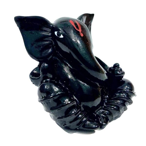 Matt Black Meditating Ganesha Idol for Car Dashboard, Home Decor & Gift – 2.6” PolyMarble Showpiece - Image 4