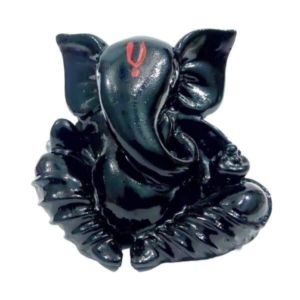 Matt Black Meditating Ganesha Idol for Car Dashboard, Home Decor & Gift – 2.6” PolyMarble Showpiece - Image 6