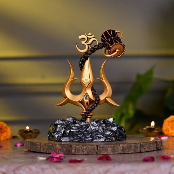 Shiva Trishul with Damru Idol – Black Base Decorative Showpiece for Car Dashboard, Pooja Room & Home Décor (3.9 Inch) - Image 5