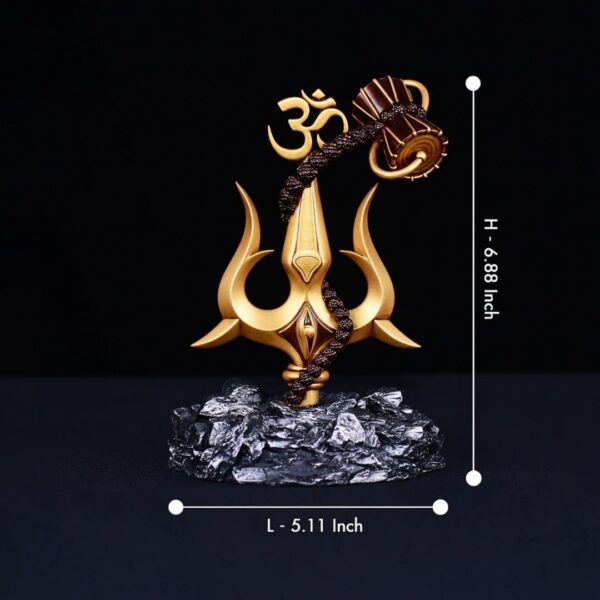 Shiva Trishul with Damru Idol – Black Base Decorative Showpiece for Car Dashboard, Pooja Room & Home Décor (3.9 Inch) - Image 2