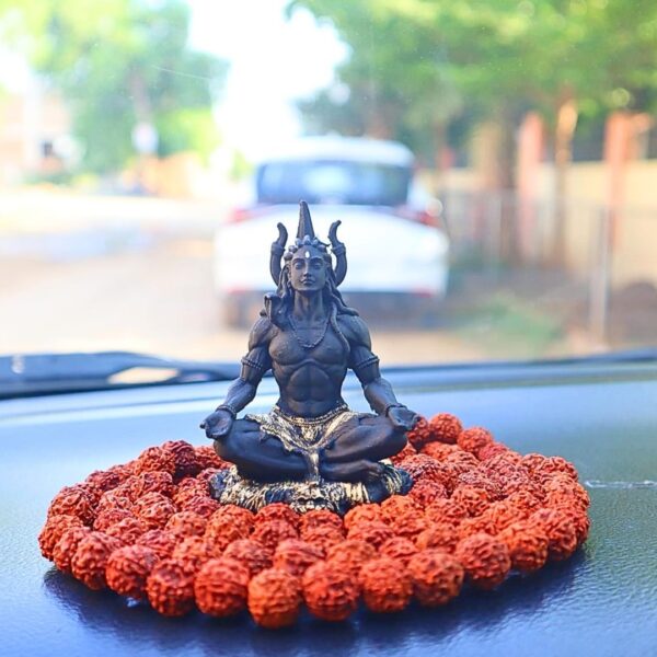 Mahayogi Shiva Murti – 3D Printed Adiyogi Statue in Matte Black UV Resin | Hindu Religious Idol for Home Temple, Office & Car Dashboard – 8.89 cm - Image 2