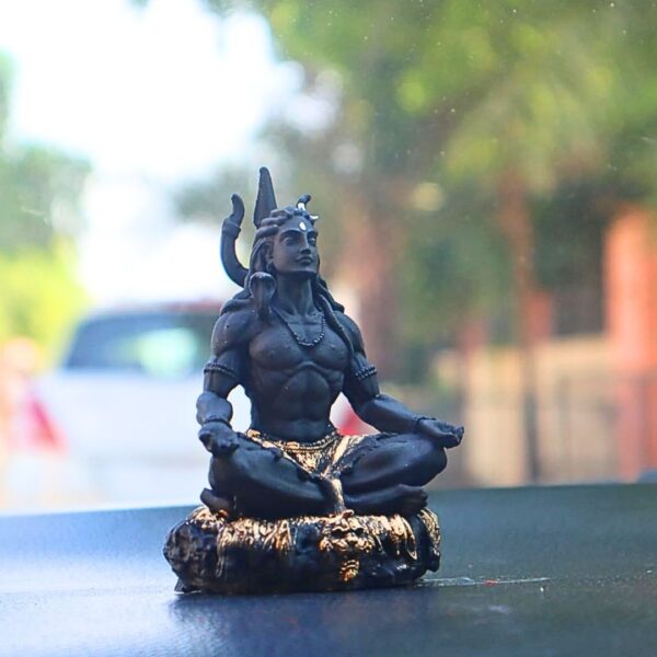 Mahayogi Shiva Murti – 3D Printed Adiyogi Statue in Matte Black UV Resin | Hindu Religious Idol for Home Temple, Office & Car Dashboard – 8.89 cm - Image 4