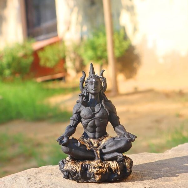 Mahayogi Shiva Murti – 3D Printed Adiyogi Statue in Matte Black UV Resin | Hindu Religious Idol for Home Temple, Office & Car Dashboard – 8.89 cm - Image 6