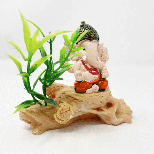 Ivory Ganesha Idol on Tree Branch for Car, Home Temple & Office – Ganpati Murti for Good Luck & Prosperity - Image 4