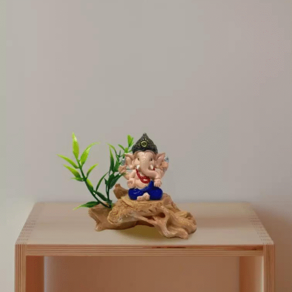 Ivory Ganesha Idol on Tree Branch for Car, Home Temple & Office – Ganpati Murti for Good Luck & Prosperity - Image 3