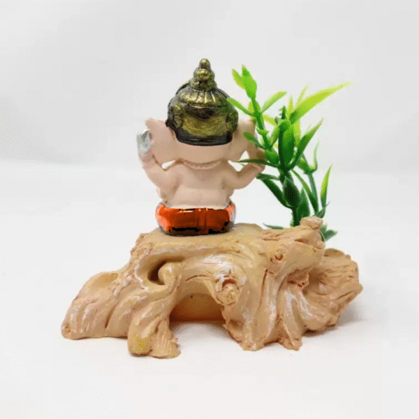 Ivory Ganesha Idol on Tree Branch for Car, Home Temple & Office – Ganpati Murti for Good Luck & Prosperity - Image 2
